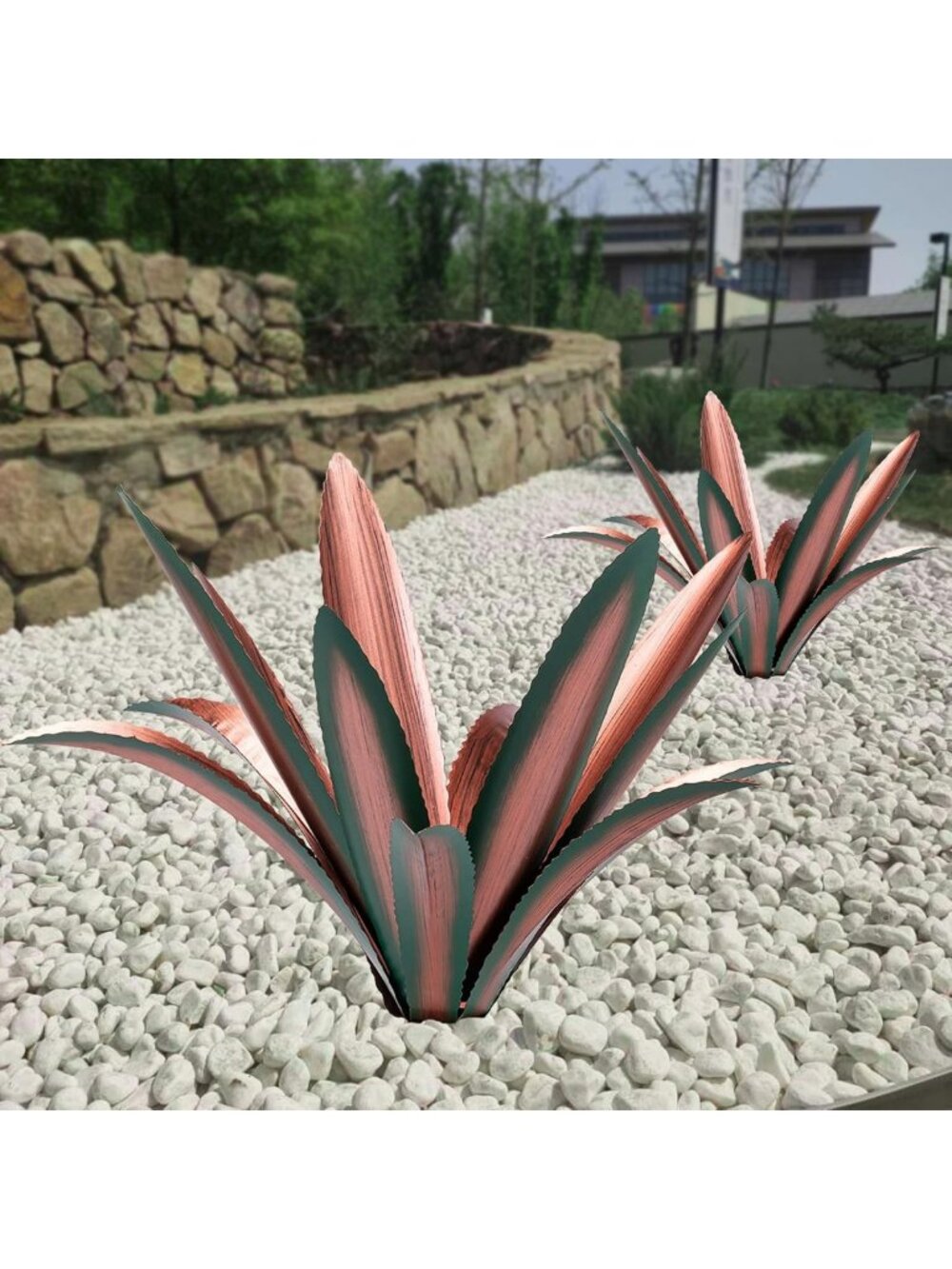 Large Rustic Tequila Agave Sculpture Set - Metal Outdoor Patio Yard Decor (2pc)